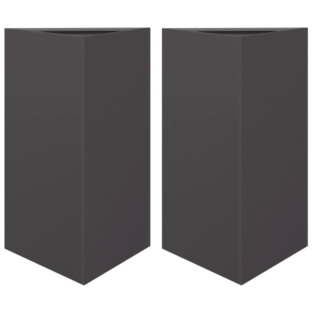 Fioriere da Giardino 2 pz Nere Triangolari 50x43x75 cm Acciaio