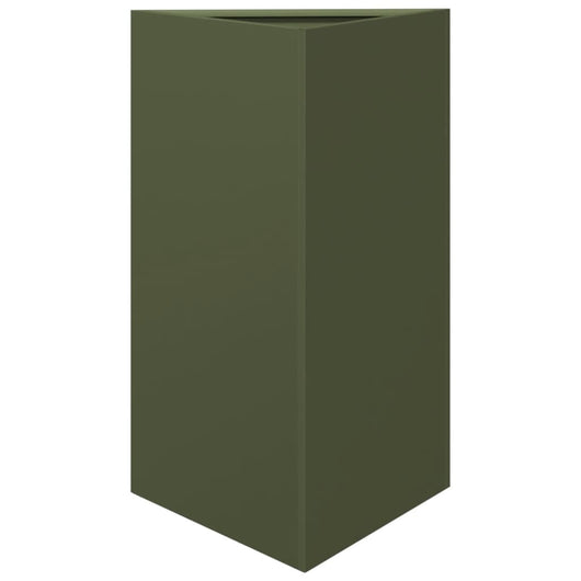 Fioriera da Giardino Verde Oliva Triangolare 50x43x75cm Acciaio 851177