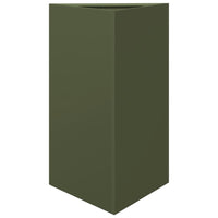 Fioriera da Giardino-Vaso da Esterno-Contenitore per Piante Verde Oliva Triangolare 50x43x75cm Acciaio