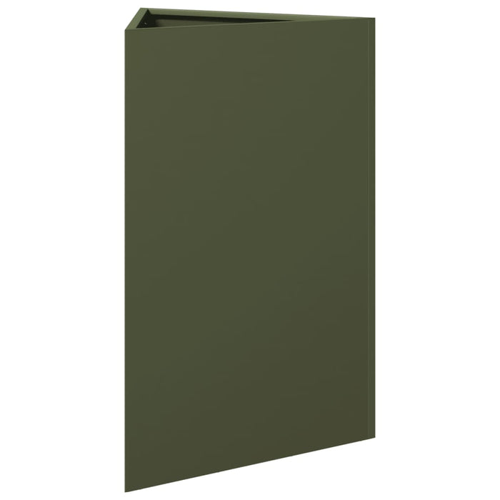 Fioriera da Giardino Verde Oliva Triangolare 50x43x75cm Acciaio 851177