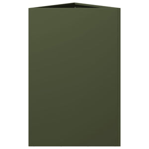 Fioriera da Giardino Verde Oliva Triangolare 50x43x75cm Acciaio 851177