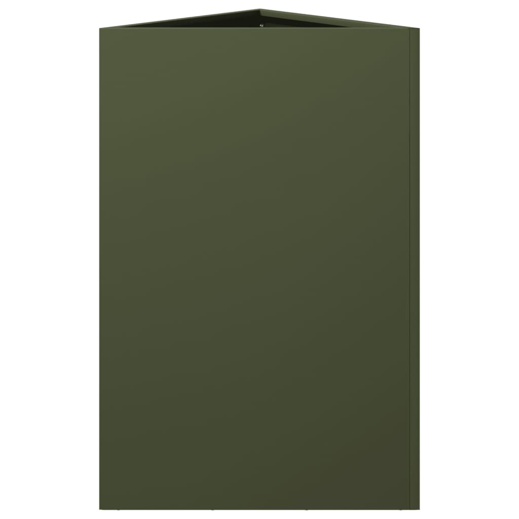 vidaXL Fioriera da Giardino Verde Oliva Triangolare 50x43x75cm Acciaio