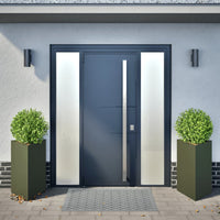 Fioriere 2 pz Verde Oliva Triangolari 50x43x75 cm in Acciaio