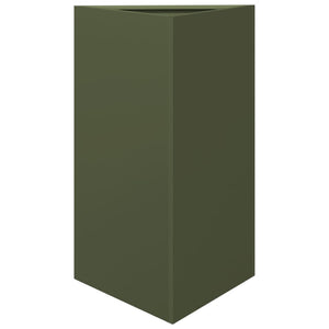 Fioriere 2 pz Verde Oliva Triangolari 50x43x75 cm in Acciaio