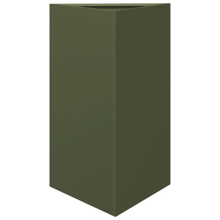 Fioriere 2 pz Verde Oliva Triangolari 50x43x75 cm in Acciaio
