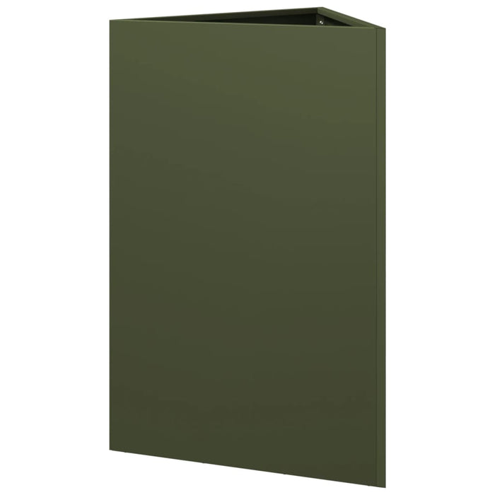 Fioriere 2 pz Verde Oliva Triangolari 50x43x75 cm in Acciaio