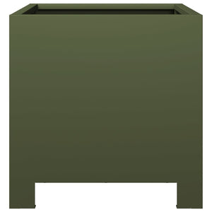 Vaso per fioriera aiuola rialzata piante fiori giardino terrazze set da 2 oliva 30 x 30 x 30 cm verde acciaio 02_0039079