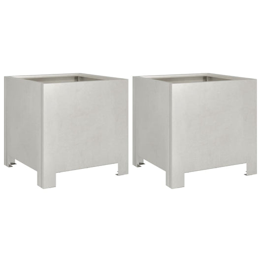 Fioriera rialzata per aiuole fioriere giardino terrazze set da 2 30 x 30 x 30 cm acciaio inox argento 02_0038922