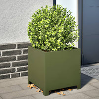 Fioriera da Giardino-Vaso da Esterno-Contenitore per Piante Verde Oliva 40x40x40 cm in Acciaio 263588