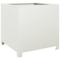 Fioriera aiuola rialzata vassoio piante fiori terrazzo giardino 50 x 50 x 50 cm acciaio bianco 02_0037653