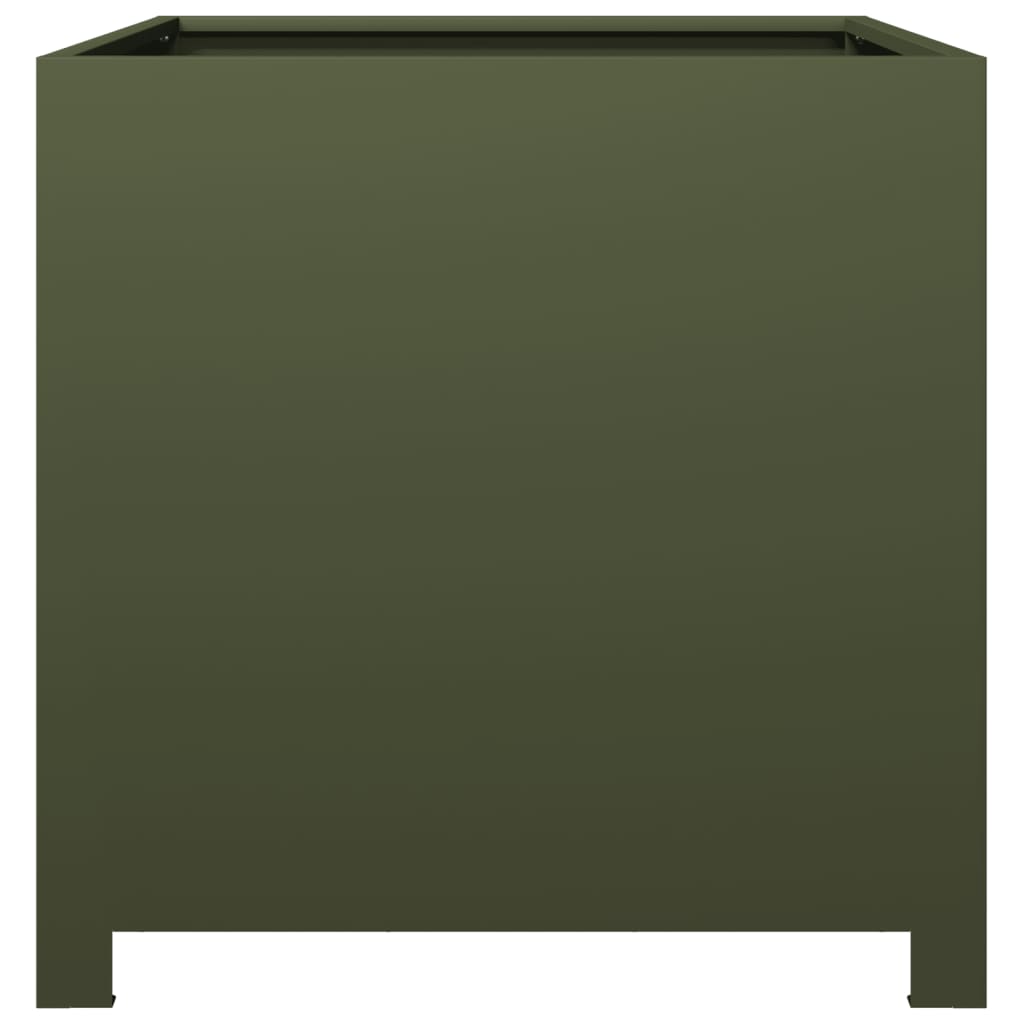 Fioriera da Giardino Verde Oliva 50x50x50 cm in Acciaio