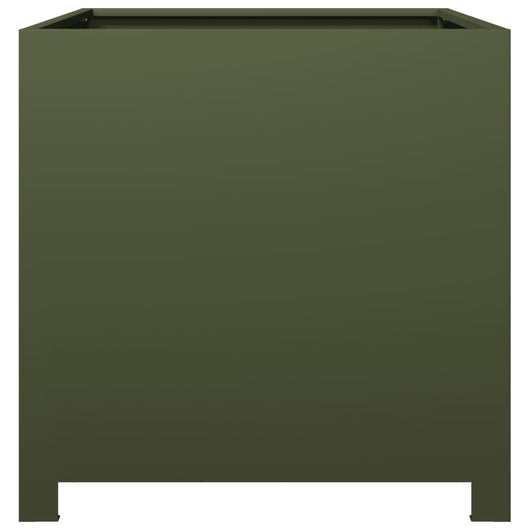 Vassoio per fioriera aiuola rialzata piante fiori terrazzo giardino olivo 50 x 50 x 50 cm verde acciaio 02_0038703