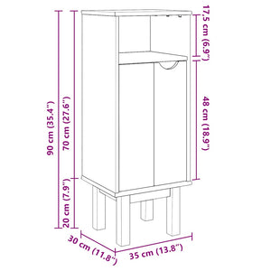 vidaXL Mobile da Bagno OTTA 35x30x90 cm in Legno Massello di Pino