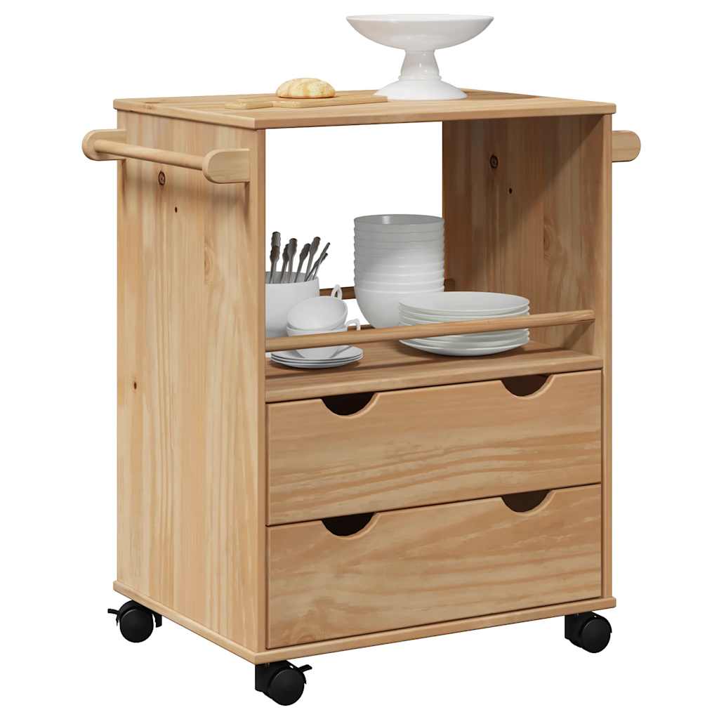 Carrello da Cucina-Scaffale per Cucina OTTA 59x45x80 cm in Legno Massello di Pino