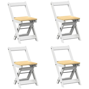 Sedie da Pranzo Pieghevoli 4 pz Corona Bianche in Legno di Pino 4013436