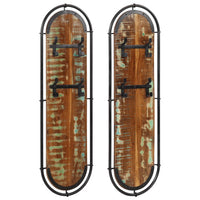 Appendiabiti da Parete con 4 Ganci 2pz Legno Massello Recupero