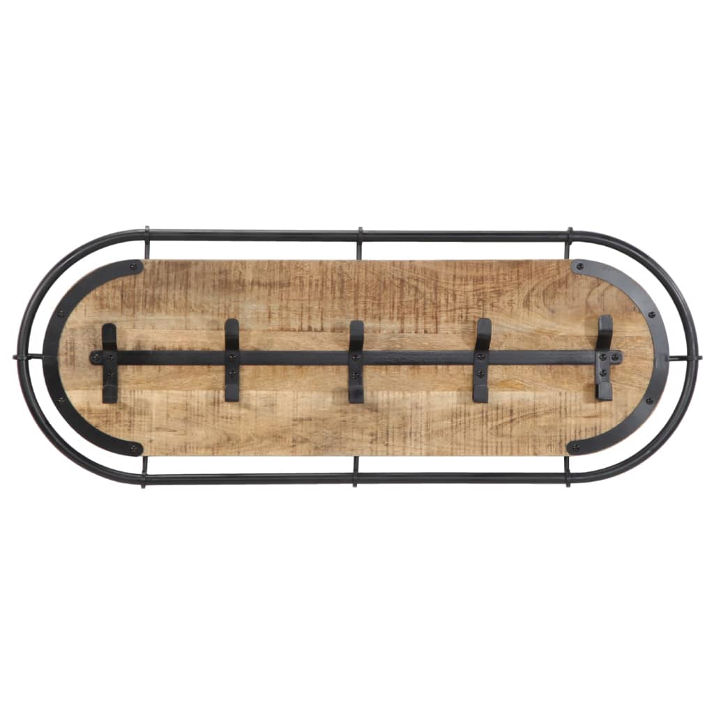 Appendiabiti da Parete con 5 Ganci in Legno Massello di Mango 4013506