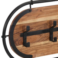 Appendiabiti da Parete con 5 Ganci in Legno Massello di Acacia