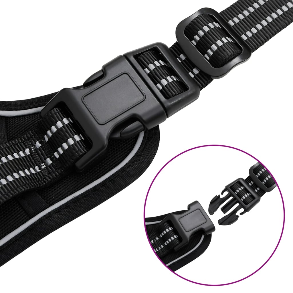 Pettorina per cani con strisce riflettenti regolabili m Nero 02_0042312