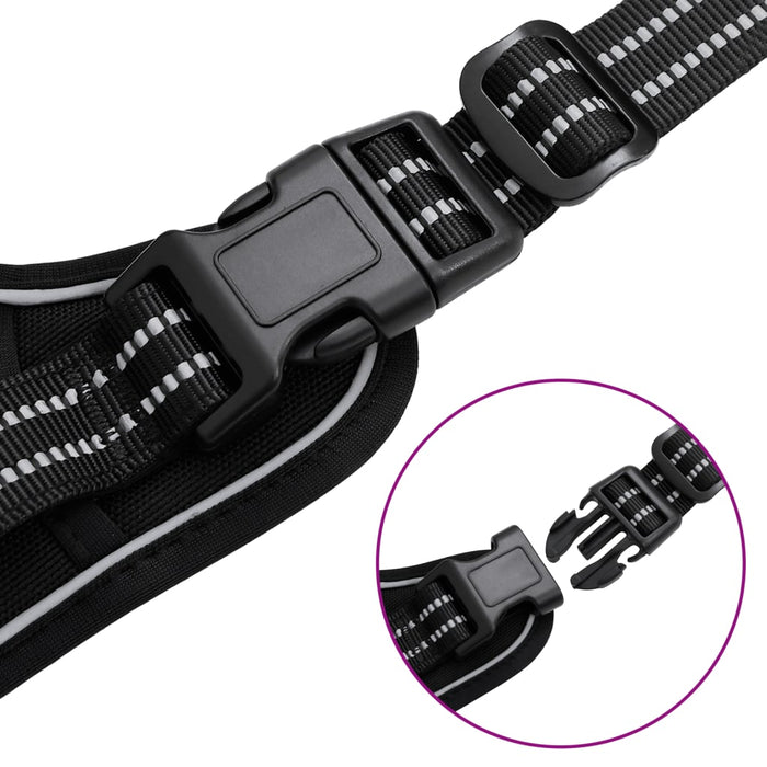 Pettorina per Cani con Strisce Riflettenti Regolabile Nera L 4013370