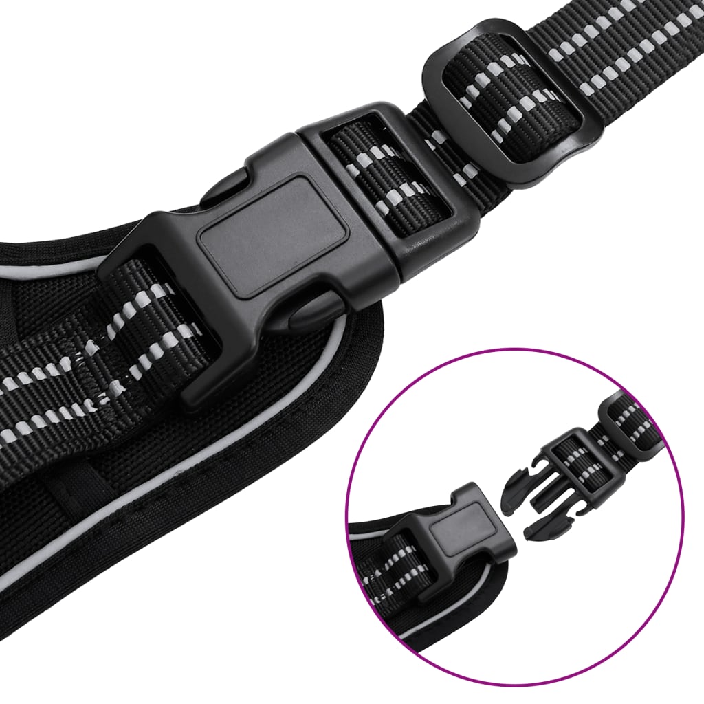 Pettorina per cani con strisce riflettenti regolabili L Nero 02_0042308