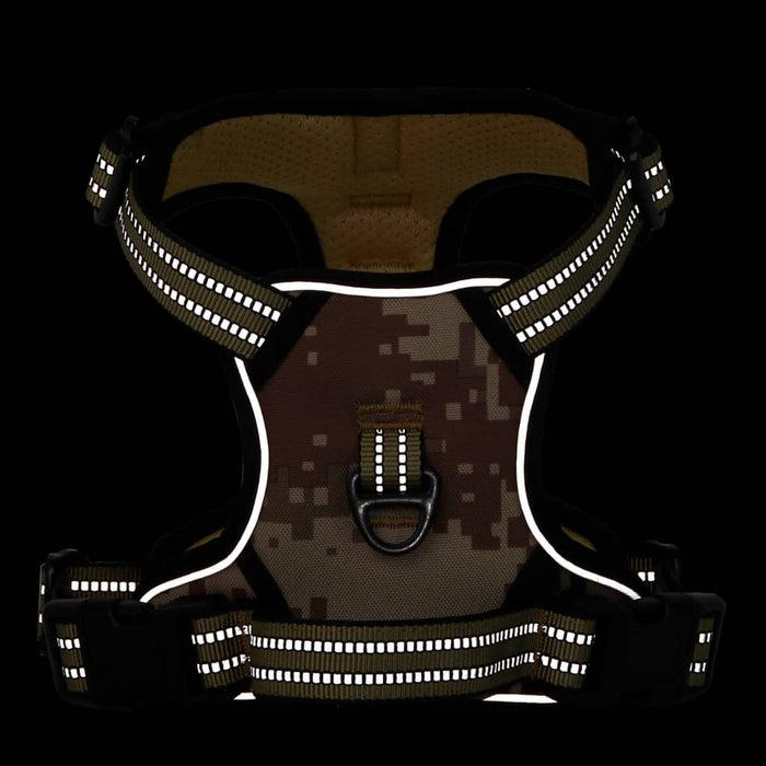 Pettorina Cani Righe Riflettenti Regolabile Marrone Mimetico XL