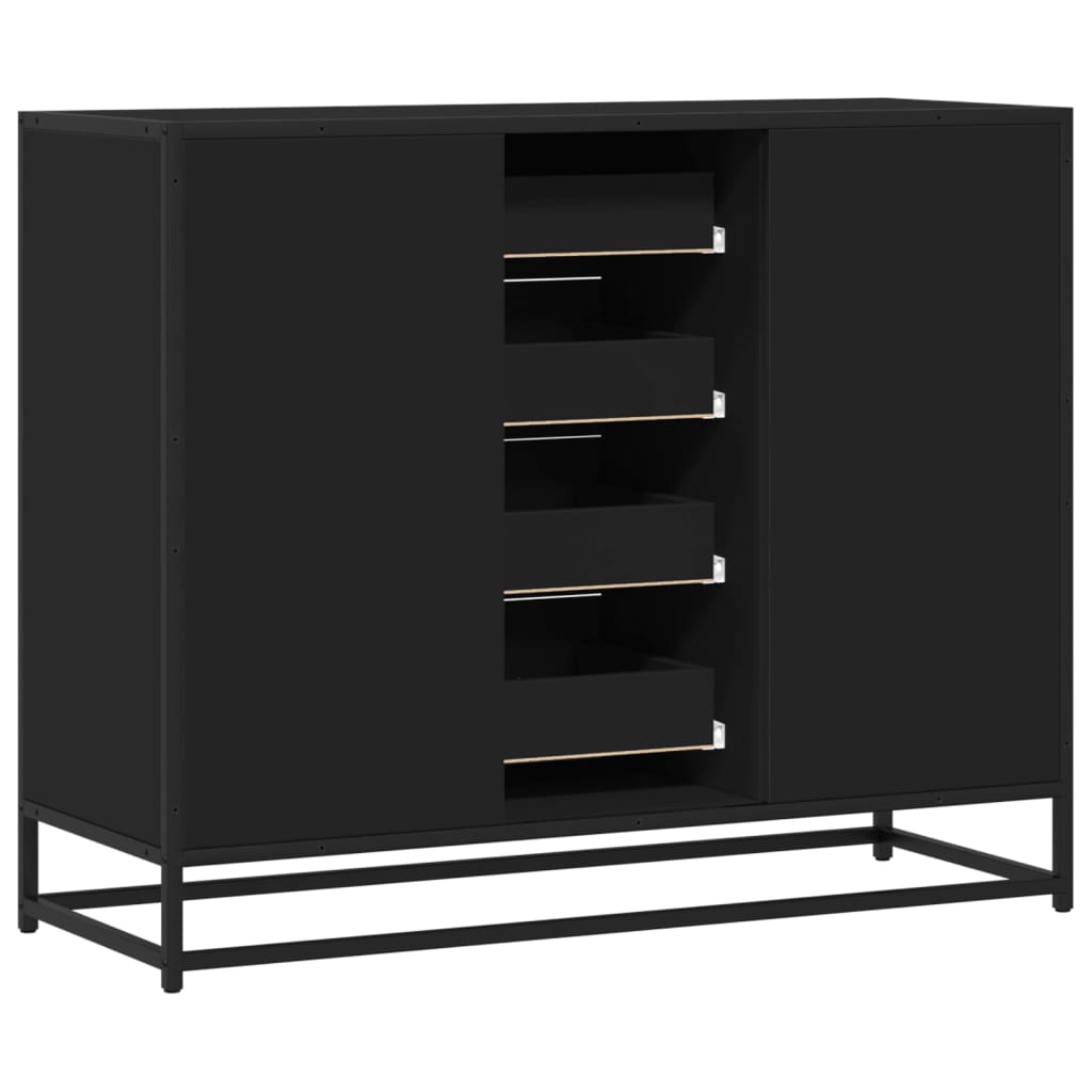 vidaXL Credenza Nera 92x35x76 cm in Legno Multistrato