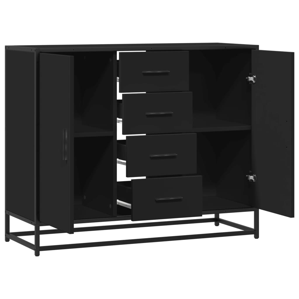 Credenza-Buffet-Armadio da cucina Nera 92x35x76 cm in Legno Multistrato 943657