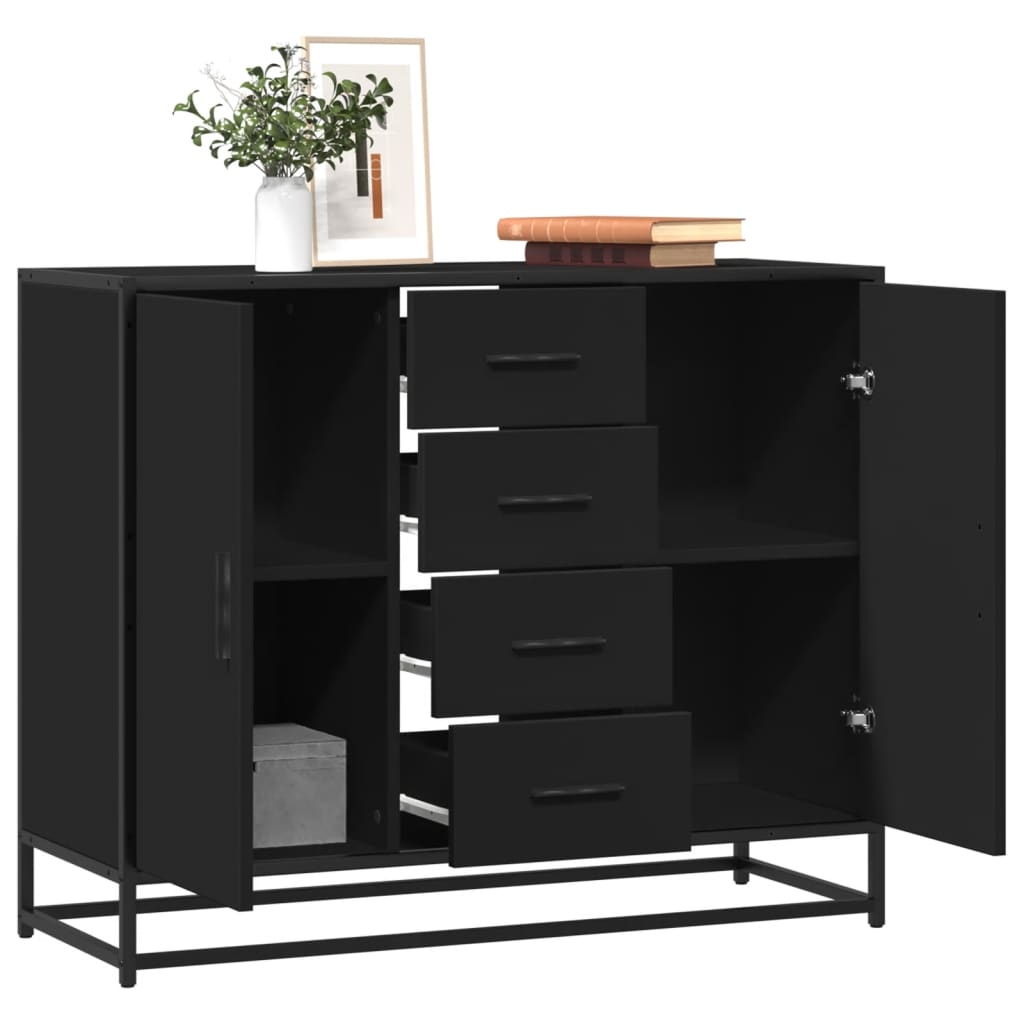 Credenza-Buffet-Armadio da cucina Nera 92x35x76 cm in Legno Multistrato 943657