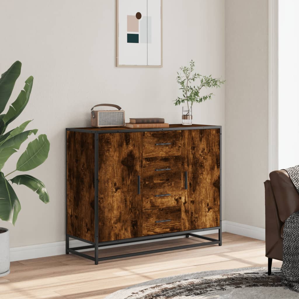 vidaXL Credenza Rovere Fumo 92x35x76 cm in Legno Multistrato