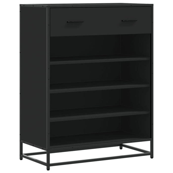 Scarpiera Nera 75x38x97,5 cm in Truciolato e Metallo