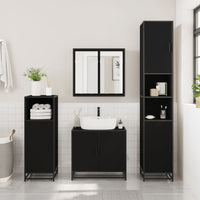 Mobile da Bagno Nero 35x37,5x188,5 cm in Truciolato e Metallo 3300880