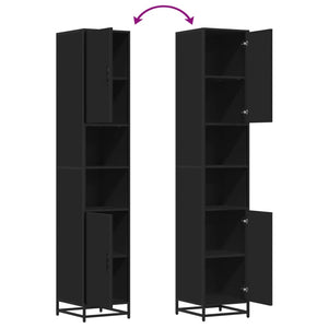 Mobile da Bagno Nero 35x37,5x188,5 cm in Truciolato e Metallo 3300880