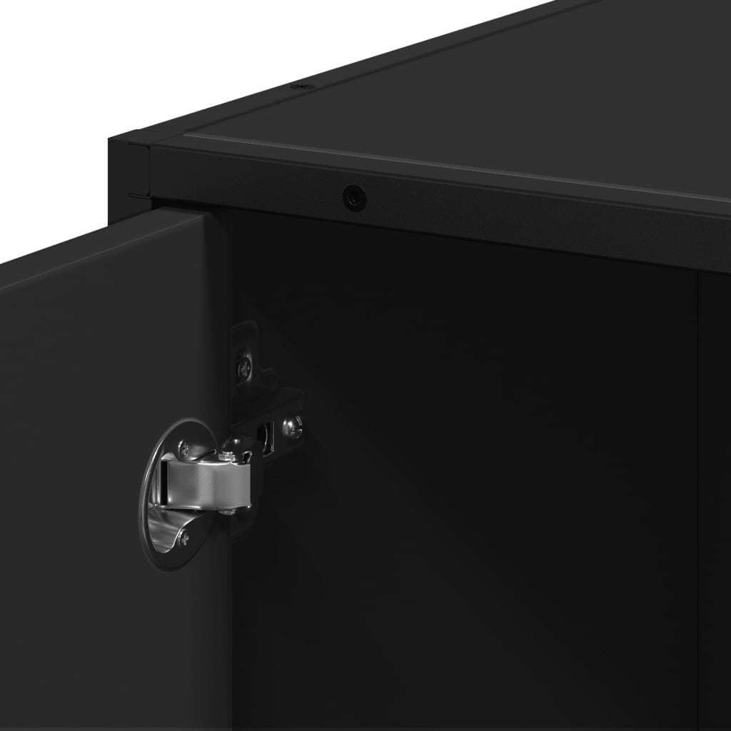 Mobile da Bagno Nero 35x37,5x188,5 cm in Truciolato e Metallo 3300880