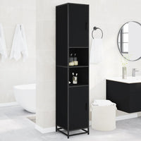 Mobile da Bagno Nero 35x37,5x188,5 cm in Truciolato e Metallo 3300880
