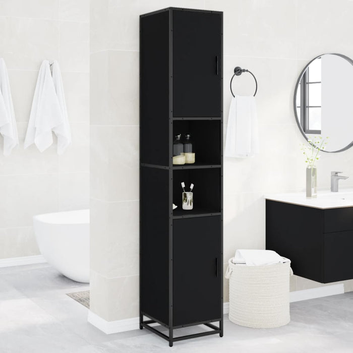 Mobile da Bagno Nero 35x37,5x188,5 cm in Truciolato e Metallo 3300880
