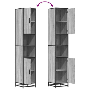 Mobile da Bagno Grigio 35x37,5x188,5 cm in Truciolato e Metallo