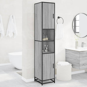 Mobile da Bagno Grigio 35x37,5x188,5 cm in Truciolato e Metallo 3300883