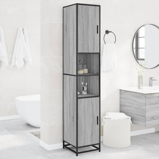 Mobile da Bagno Grigio 35x37,5x188,5 cm in Truciolato e Metallo 3300883