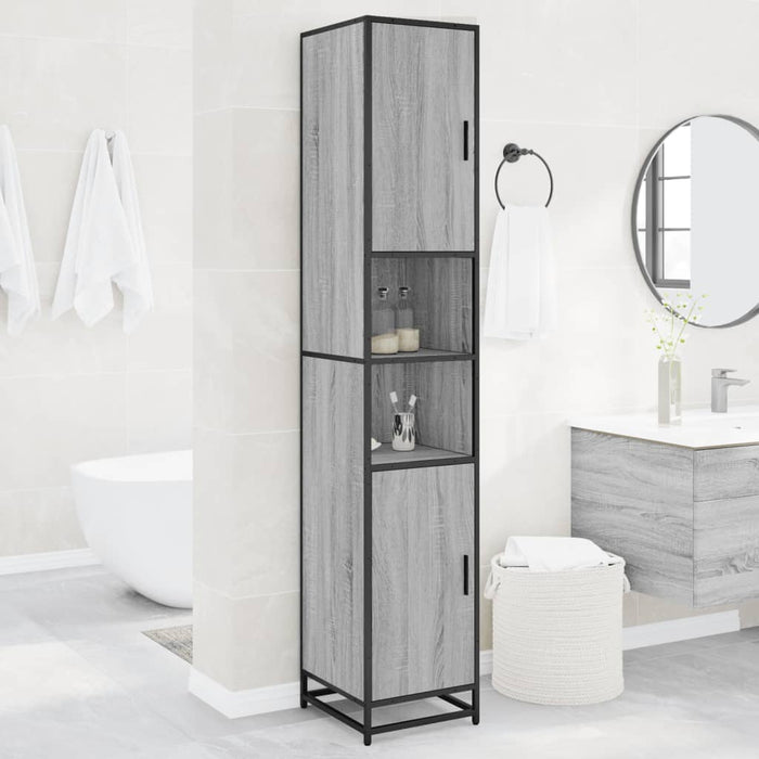 Mobile da Bagno Grigio 35x37,5x188,5 cm in Truciolato e Metallo 3300883