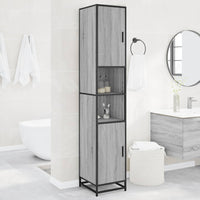 Mobile da Bagno Grigio 35x37,5x188,5 cm in Truciolato e Metallo