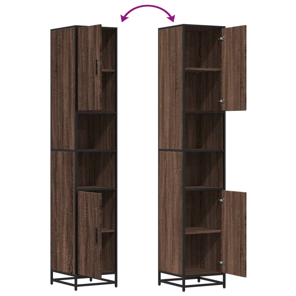 Mobile da Bagno Marrone 35x37,5x188,5cm in Truciolato e Metallo 3300884