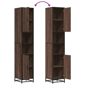 Mobile da Bagno Marrone 35x37,5x188,5cm in Truciolato e Metallo 3300884