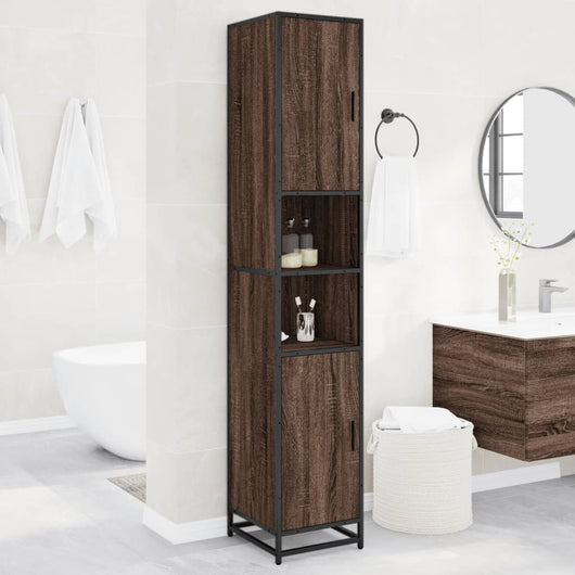 Mobile da Bagno Marrone 35x37,5x188,5cm in Truciolato e Metallo 3300884