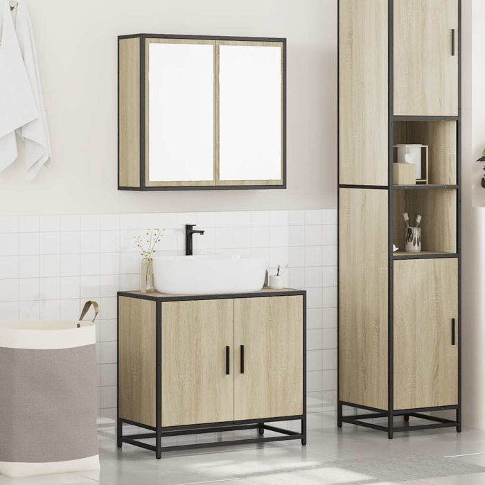 vidaXL Set Mobili da Bagno 2 pz Rovere Sonoma in Legno Multistrato