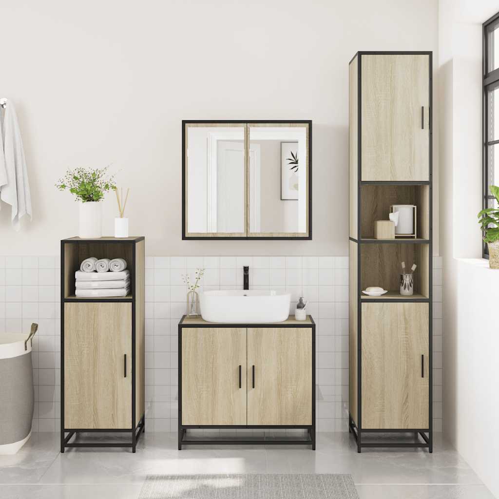 Set Mobili da Bagno 2 pz Rovere Sonoma in Legno Multistrato 3300886