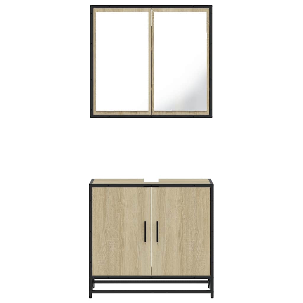 vidaXL Set Mobili da Bagno 2 pz Rovere Sonoma in Legno Multistrato