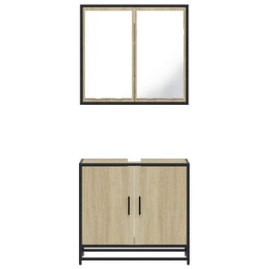 vidaXL Set Mobili da Bagno 2 pz Rovere Sonoma in Legno Multistrato