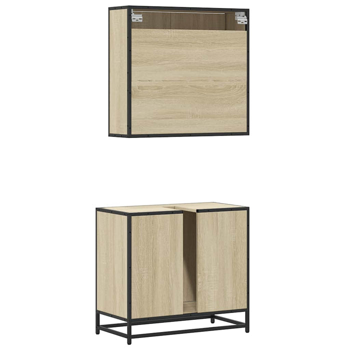 Set Mobili da Bagno 2 pz Rovere Sonoma in Legno Multistrato 3300886