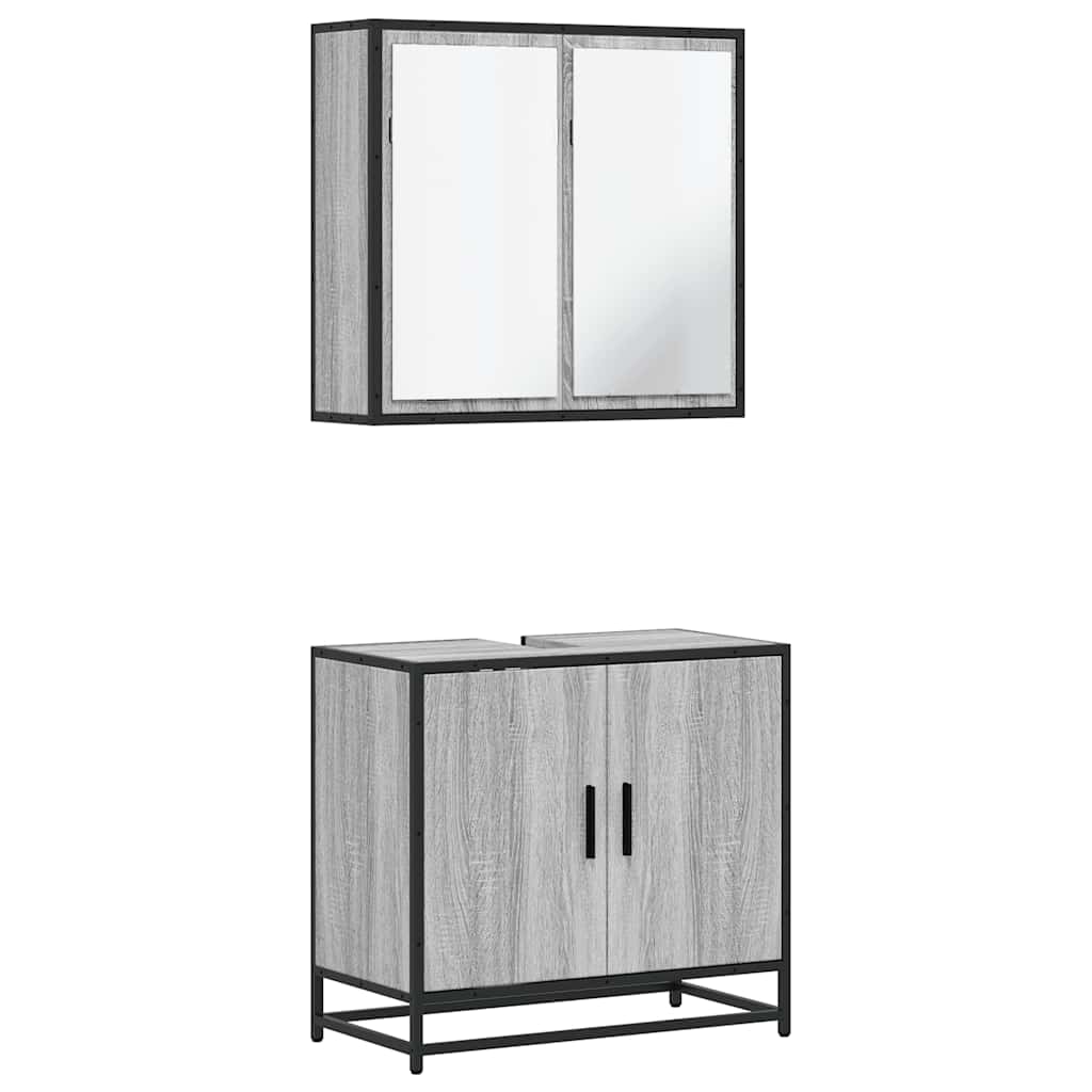 Set Mobili da Bagno 2 pz Grigio Sonoma in Legno Multistrato 3300888